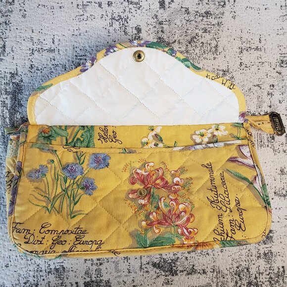 Vintage Maggi B Yellow Quilted Floral Toiletry Makeup Bag Made in Canada - Picture 3 of 16
